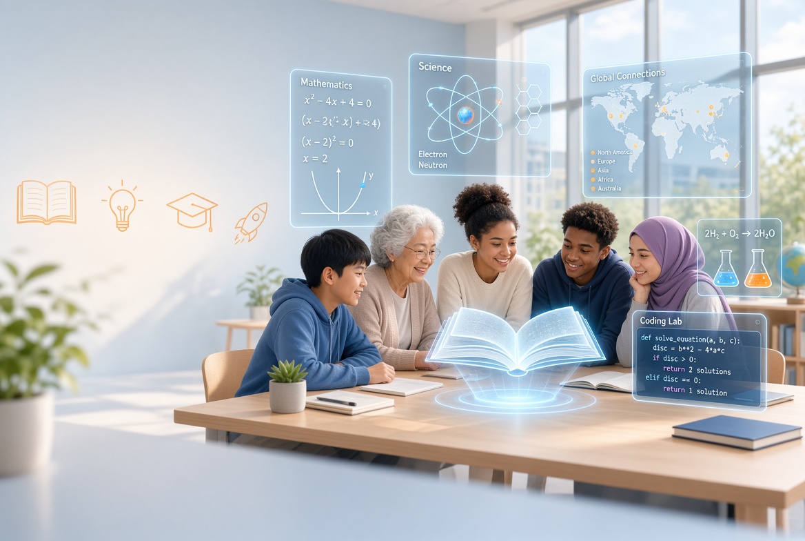 Students exploring science, mathematics and coding with digital displays